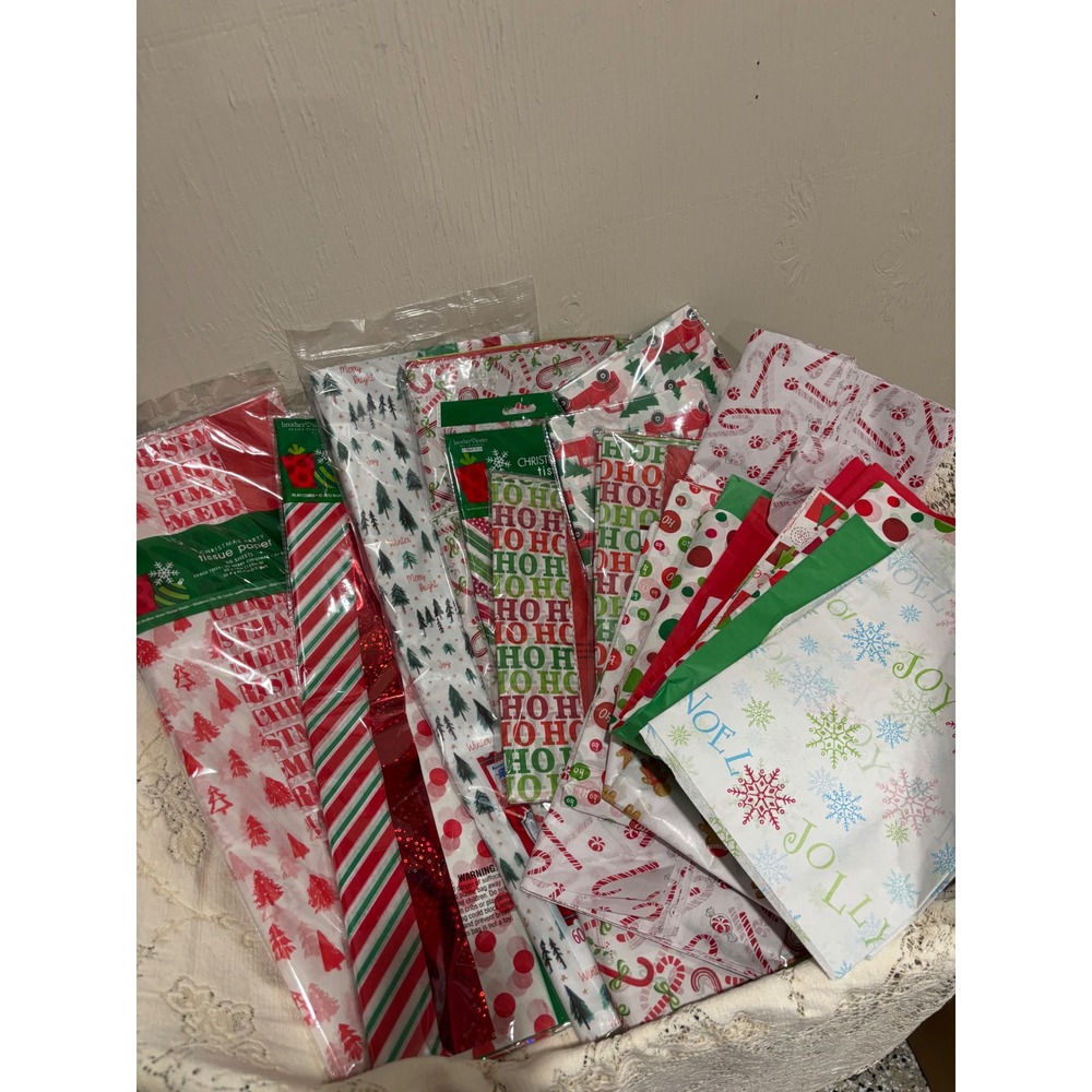 Christmas Holiday Tissue Paper Bulk Lot Assorted Festive Gift Wrap Patterns